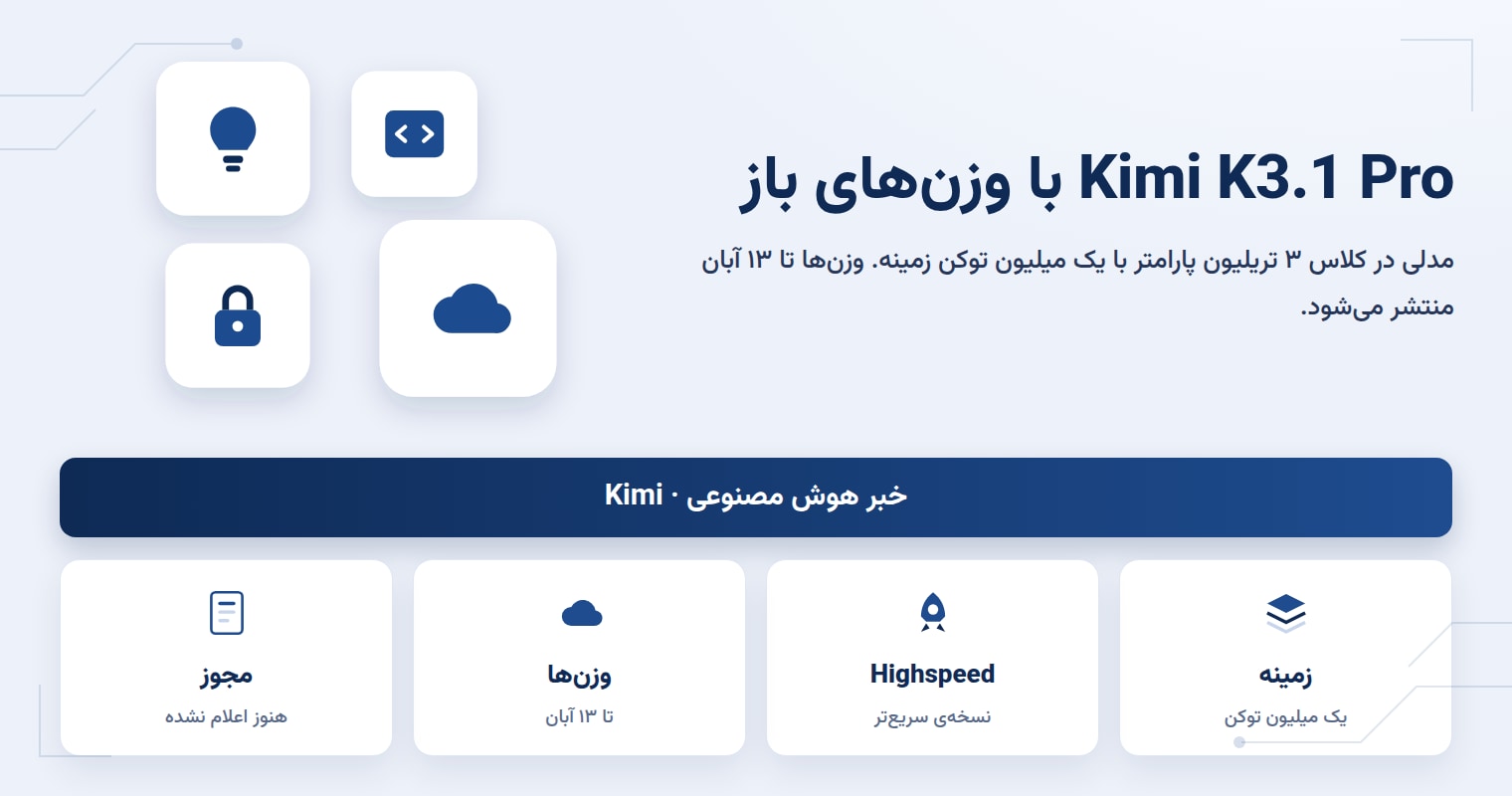 Kimi K3.1 Pro معرفی شد: مدل متنباز با یک میلیون توکن زمینه